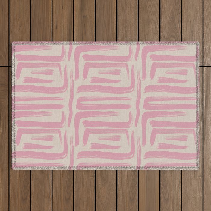 Blush Brushstrokes - Abstract Mid Century Modern Outdoor Rug Gallery Image 1