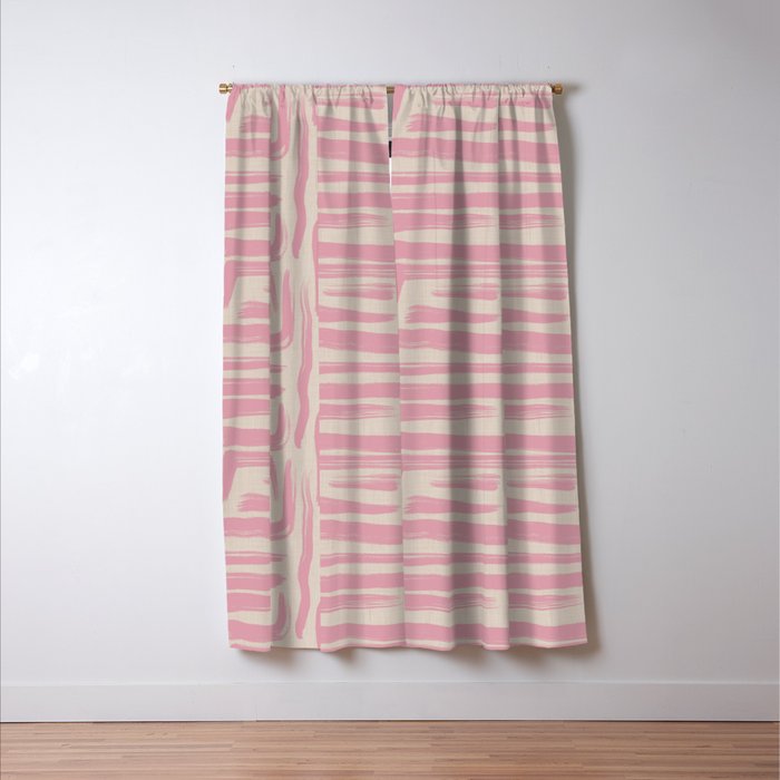 Blush Brushstrokes - Abstract Mid Century Modern Window Curtain Gallery Image 3