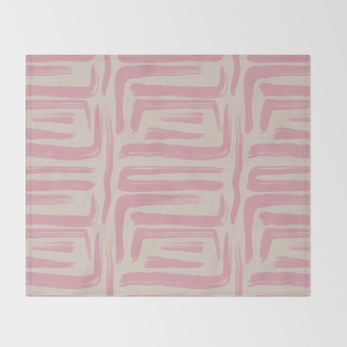 Blush Brushstrokes - Abstract Mid Century Modern Throw Blanket Gallery Image 2