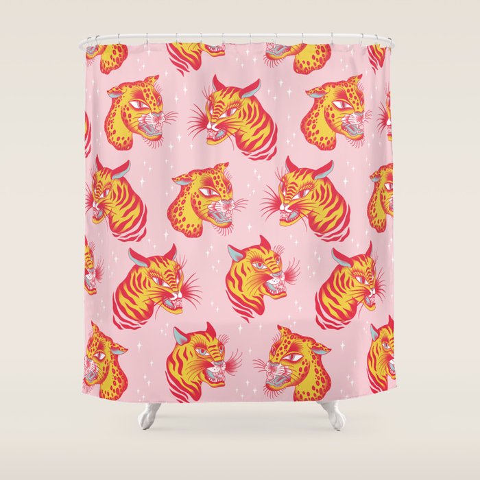 Tigerpop pattern Shower Curtain Gallery Image 1