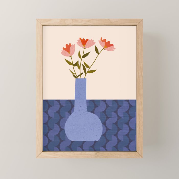 Retro flower vase illustration Mini Art Print Gallery Image 1