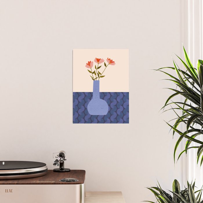Retro flower vase illustration Poster Gallery Image 2