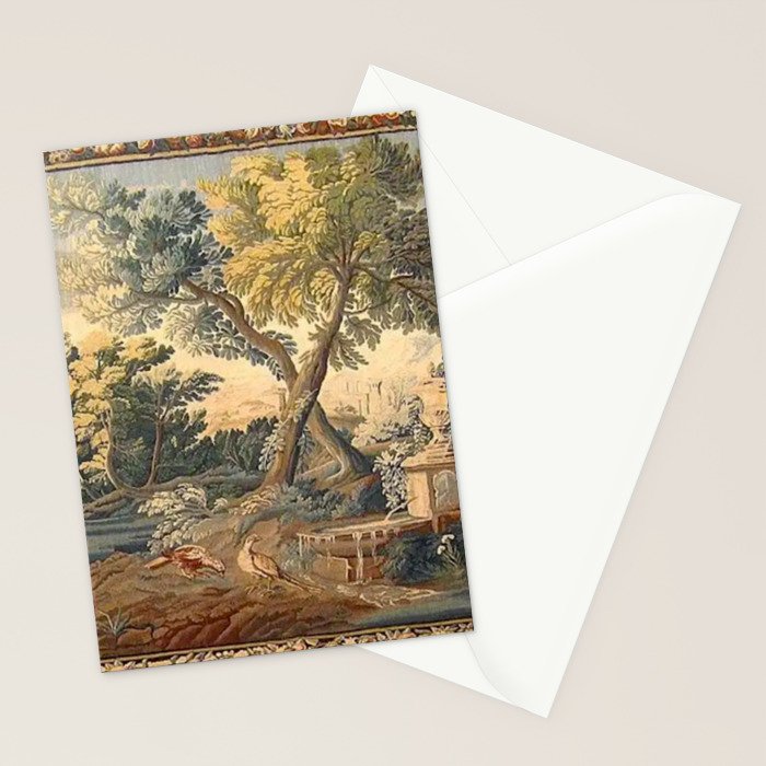 Antique 17th Century French Aubusson Verdure Garden Tapestry Stationery Card Gallery Image 2