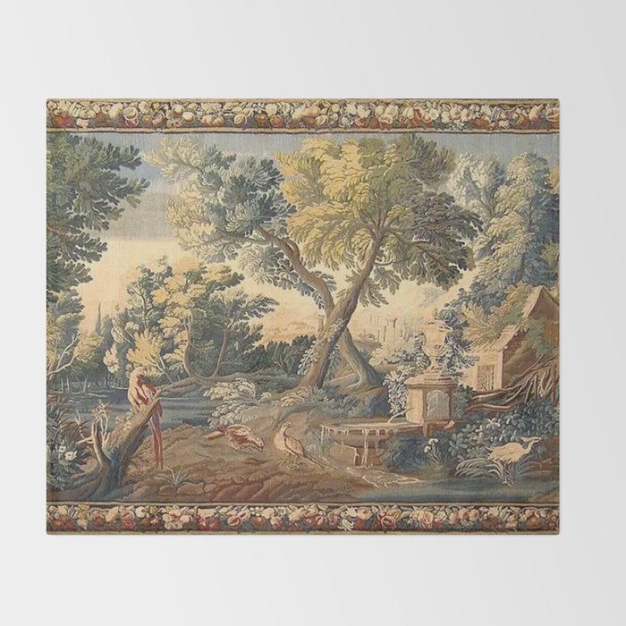 Antique 17th Century French Aubusson Verdure Garden Tapestry Throw Blanket Gallery Image 2