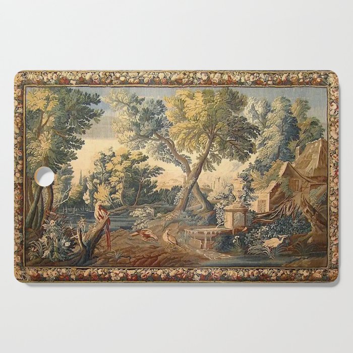 Antique 17th Century French Aubusson Verdure Garden Tapestry Cutting Board Gallery Image 1