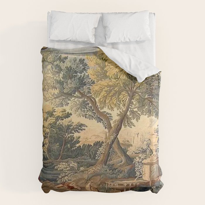 Antique 17th Century French Aubusson Verdure Garden Tapestry Duvet Cover Gallery Image 1