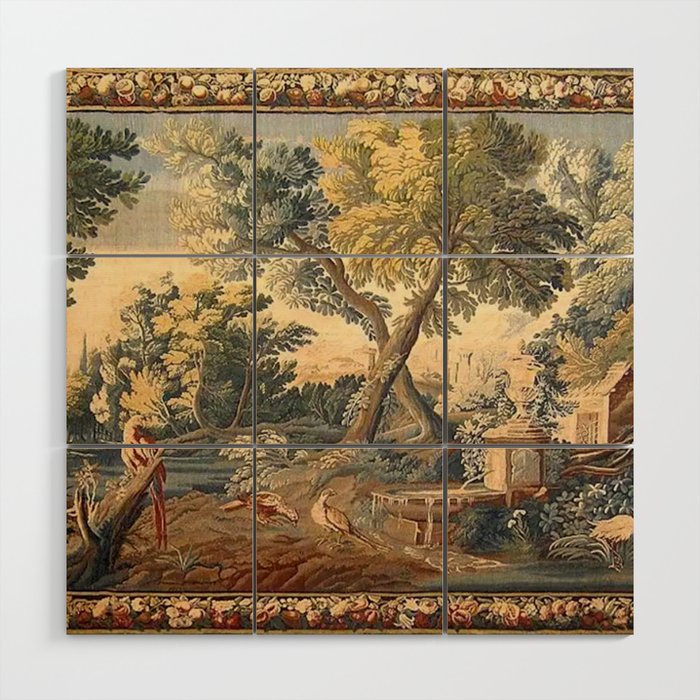 Antique 17th Century French Aubusson Verdure Garden Tapestry Wood Wall Art Gallery Image 1