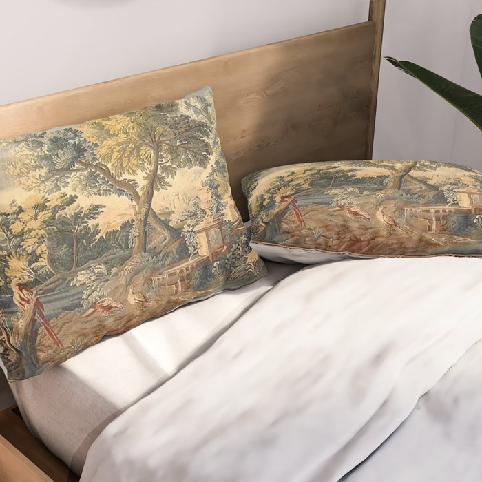 Antique 17th Century French Aubusson Verdure Garden Tapestry Pillow Sham Gallery Image 2