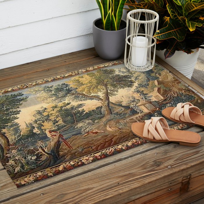 Antique 17th Century French Aubusson Verdure Garden Tapestry Outdoor Rug Gallery Image 2