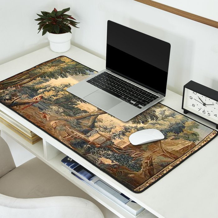 Antique 17th Century French Aubusson Verdure Garden Tapestry Desk Mat Gallery Image 2
