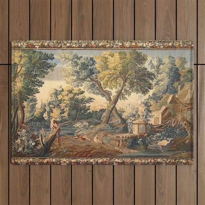 Antique 17th Century French Aubusson Verdure Garden Tapestry Outdoor Rug Gallery Image 1