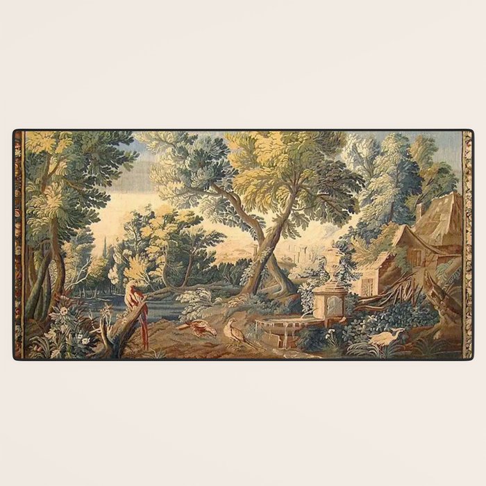 Antique 17th Century French Aubusson Verdure Garden Tapestry Desk Mat Gallery Image 3