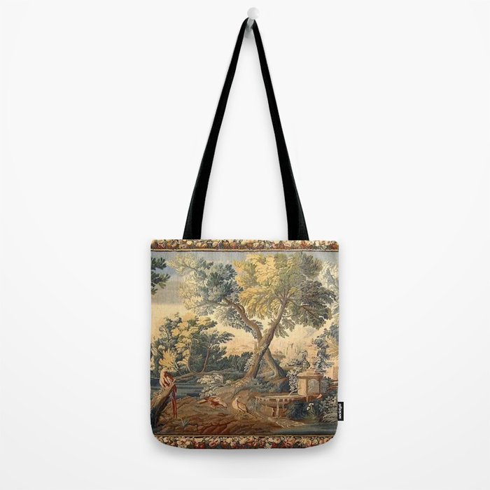 Antique 17th Century French Aubusson Verdure Garden Tapestry Tote Bag Gallery Image 2