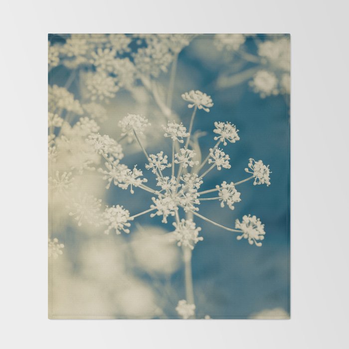 Indigo Dill Botanical Study 2 Throw Blanket Gallery Image 2