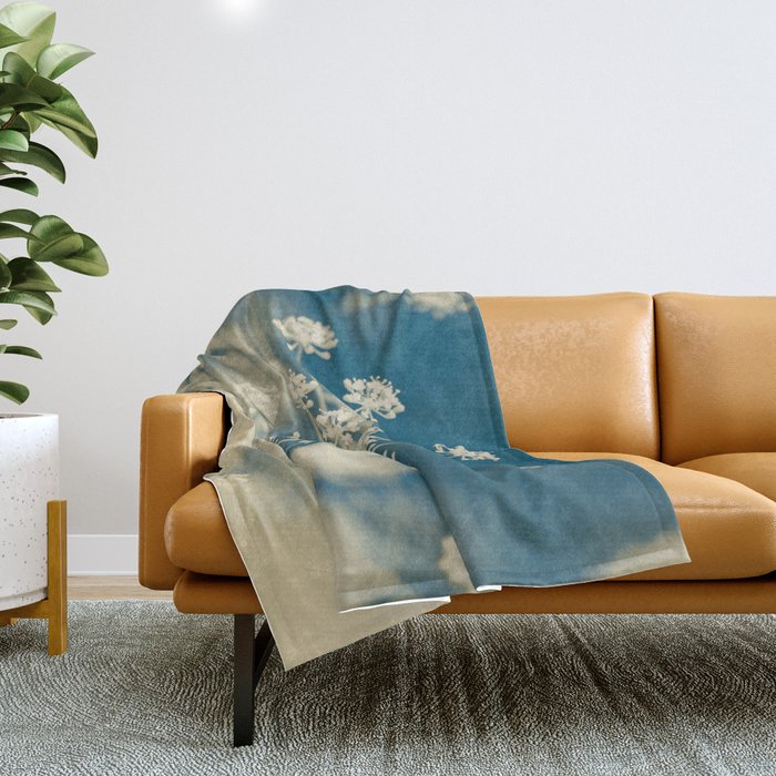 Indigo Dill Botanical Study 2 Throw Blanket Gallery Image 1