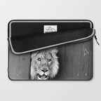 Beware of Dog black and white photograph of attack lion humorous black and white photography Laptop Sleeve Gallery Image 2