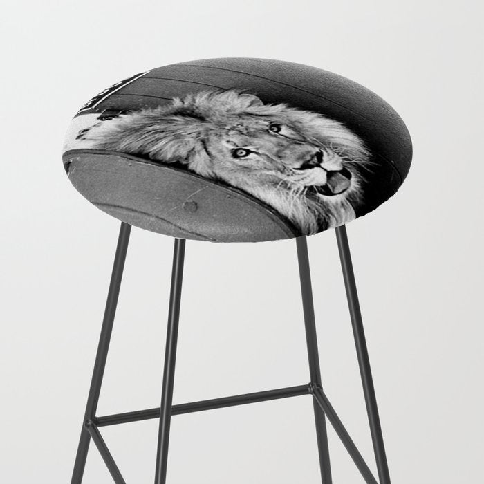 Beware of Dog black and white photograph of attack lion humorous black and white photography Stool Gallery Image 2