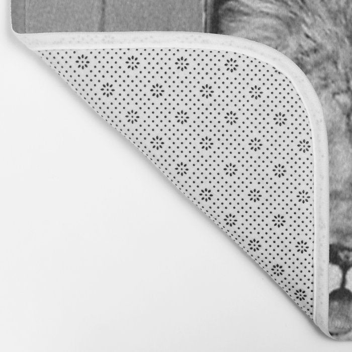 Beware of Dog black and white photograph of attack lion humorous black and white photography Bath Mat Gallery Image 2