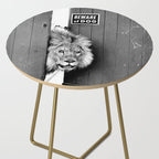 Beware of Dog black and white photograph of attack lion humorous black and white photography Side Table Gallery Image 2