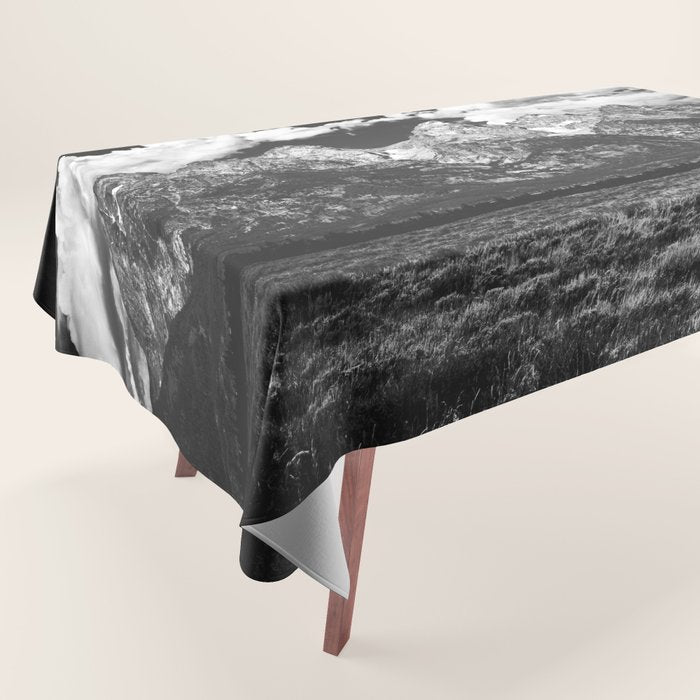 Mountain Summer Escape - Black and White Tetons Tablecloth Gallery Image 1