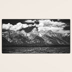 Mountain Summer Escape - Black and White Tetons Desk Mat Gallery Image 3