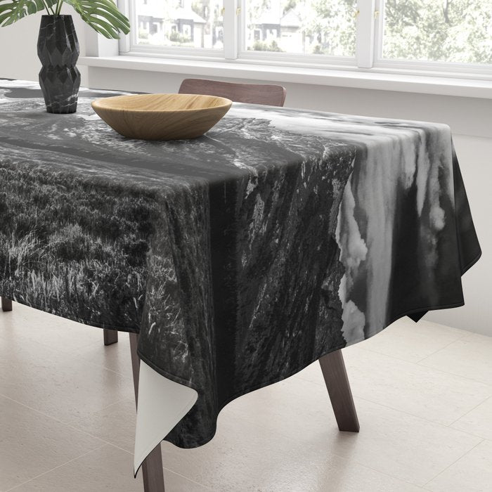 Mountain Summer Escape - Black and White Tetons Tablecloth Gallery Image 3