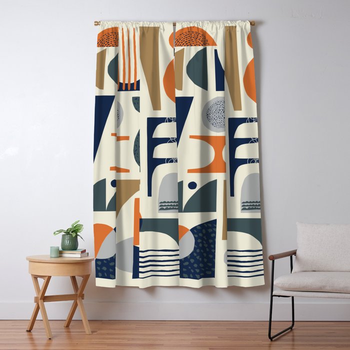 Mid century modern abstract pattern 002 Window Curtain Gallery Image 5