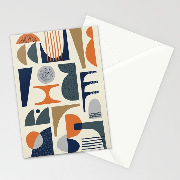 Mid century modern abstract pattern 002 Stationery Card Gallery Image 2