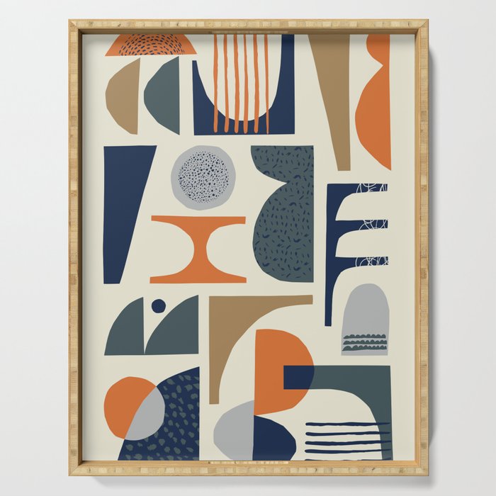Mid century modern abstract pattern 002 Serving Tray Gallery Image 1