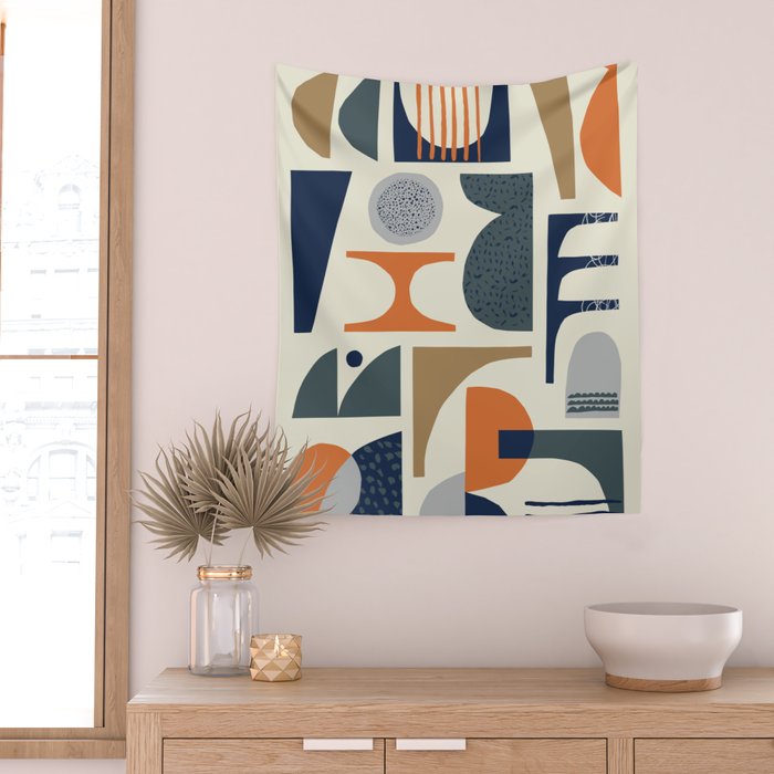 Mid century modern abstract pattern 002 Wall Tapestry Gallery Image 2
