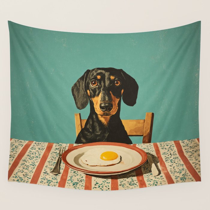 Dachshund Waiting For Breakfast Wall Tapestry Gallery Image 1
