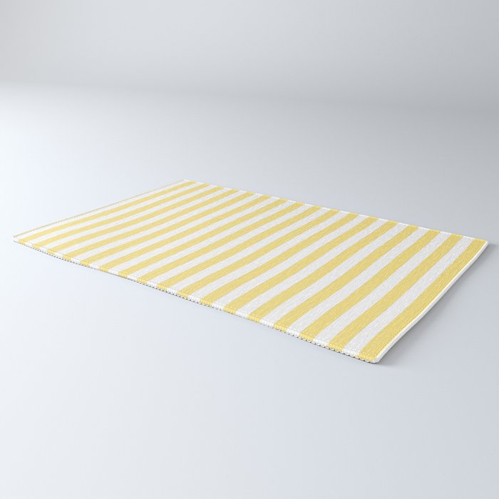 Modern geometrical baby yellow white stripes pattern Rug Gallery Image 3