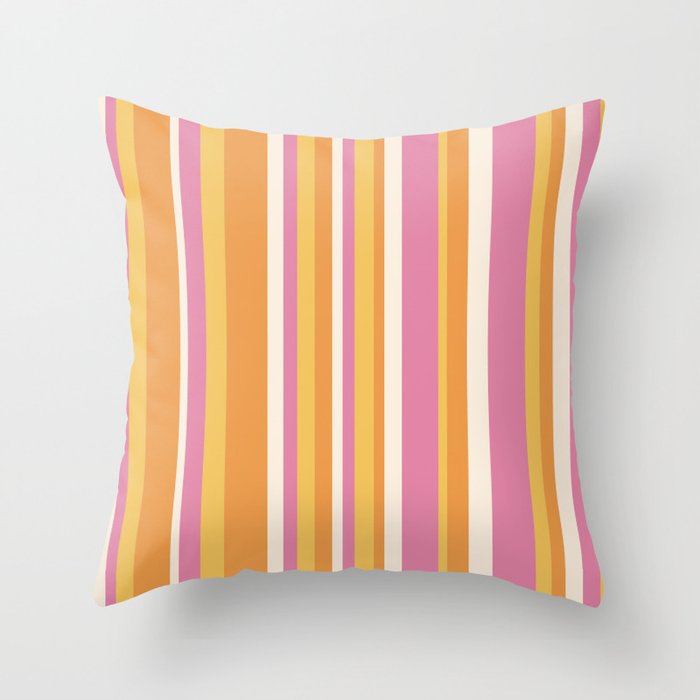 Classic Stripes XXV - Pink Orange Yellow Throw Pillow Gallery Image 6