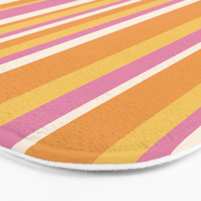 Classic Stripes XXV - Pink Orange Yellow Bath Mat Gallery Image 3