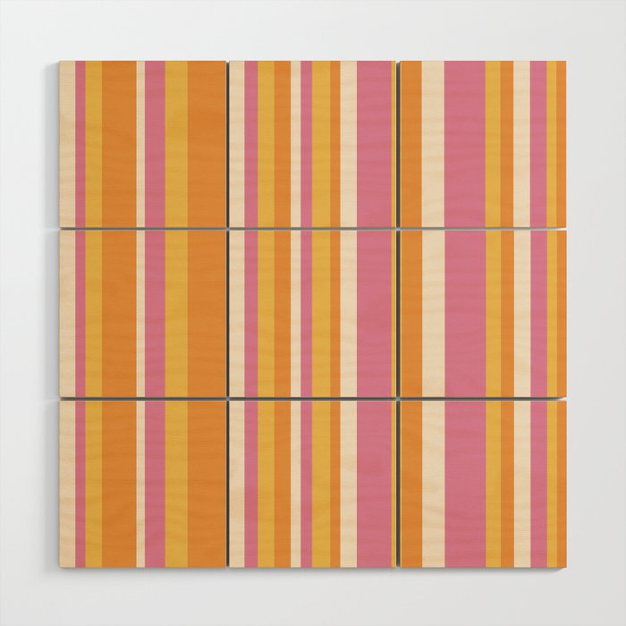Classic Stripes XXV - Pink Orange Yellow Wood Wall Art Gallery Image 1