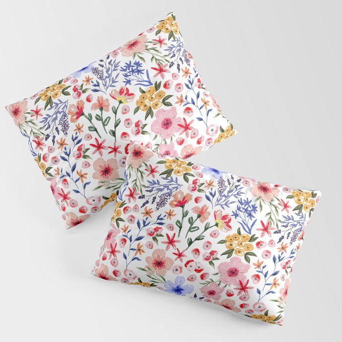 Simple colorful flowery meadow Pillow Sham Gallery Image 3