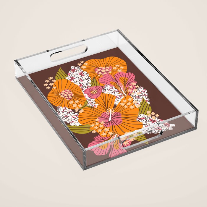 Bold Hibiscus in Retro Eclectic Acrylic Tray Gallery Image 1