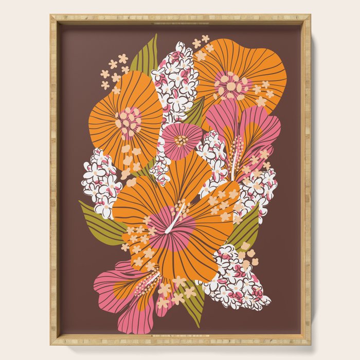 Bold Hibiscus in Retro Eclectic Serving Tray Gallery Image 1