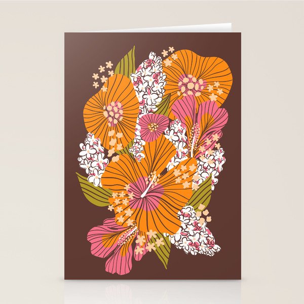 Bold Hibiscus in Retro Eclectic Stationery Card Gallery Image 2