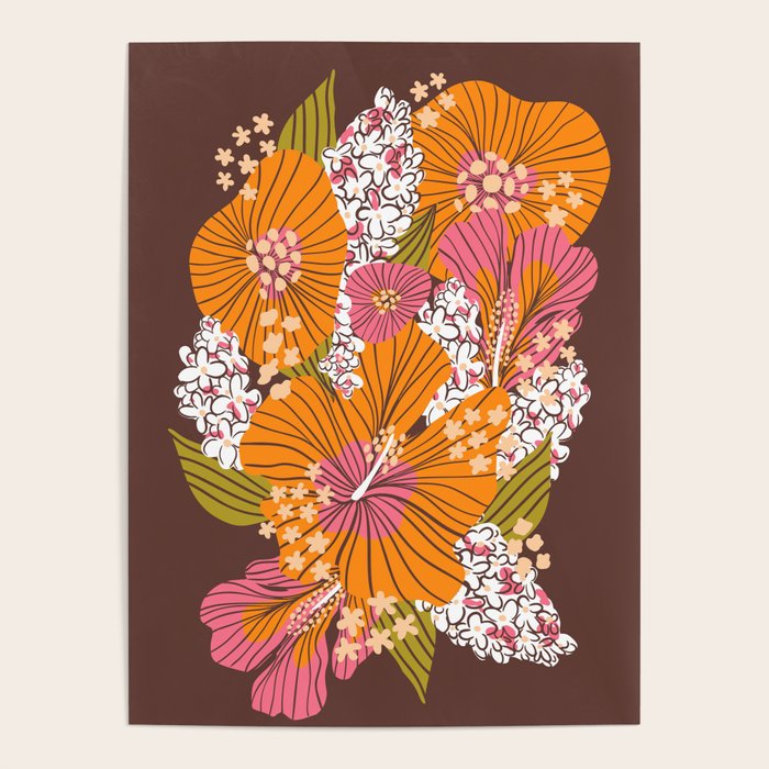 Bold Hibiscus in Retro Eclectic Poster Gallery Image 1
