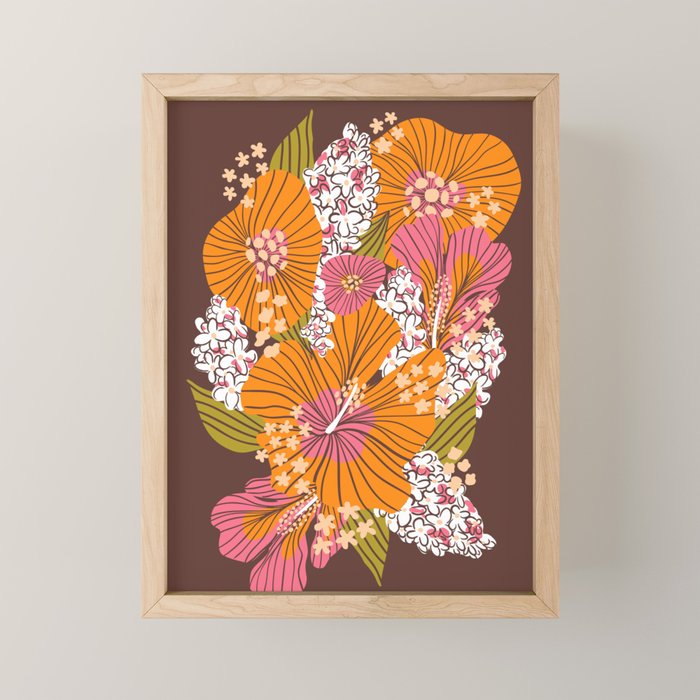 Bold Hibiscus in Retro Eclectic Mini Art Print Gallery Image 1