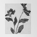 Black and White Moody Floral 2 Throw Blanket Gallery Image 2