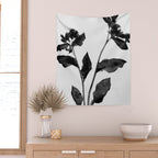 Black and White Moody Floral 2 Wall Tapestry Gallery Image 2