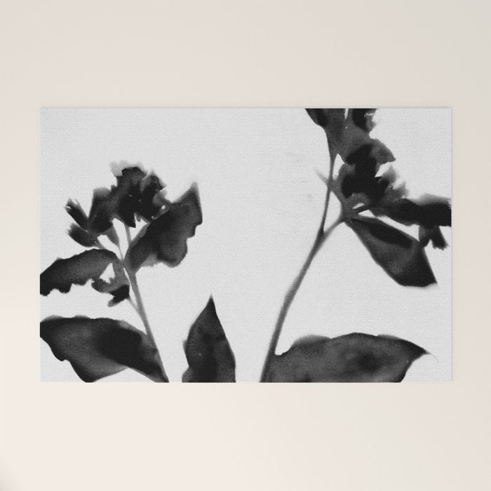 Black and White Moody Floral 2 Welcome Mat Gallery Image 1