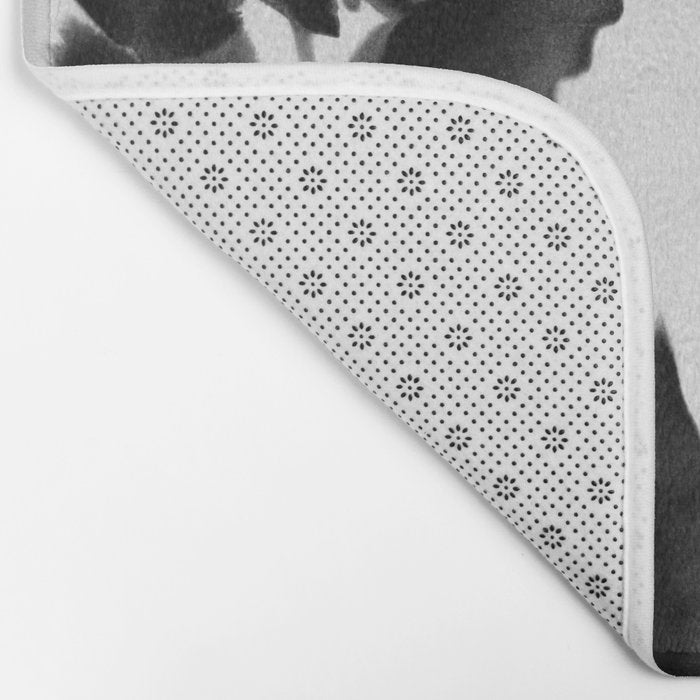 Black and White Moody Floral 2 Bath Mat Gallery Image 2