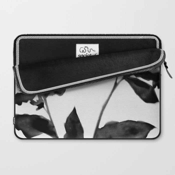 Black and White Moody Floral 2 Laptop Sleeve Gallery Image 2