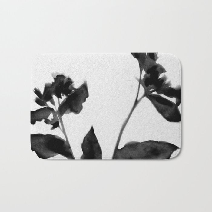 Black and White Moody Floral 2 Bath Mat Gallery Image 1