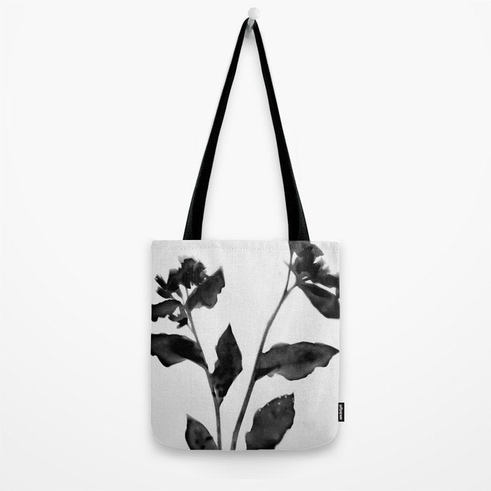 Black and White Moody Floral 2 Tote Bag Gallery Image 2