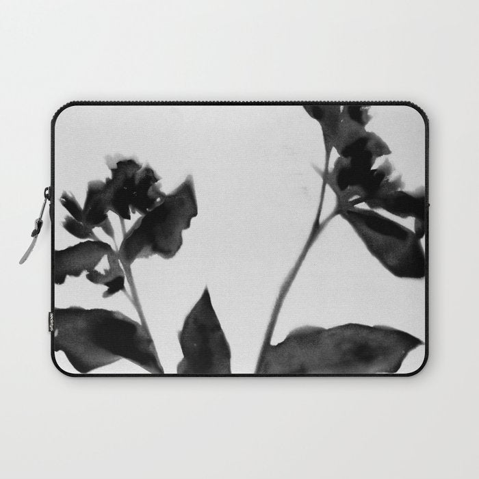 Black and White Moody Floral 2 Laptop Sleeve Gallery Image 1