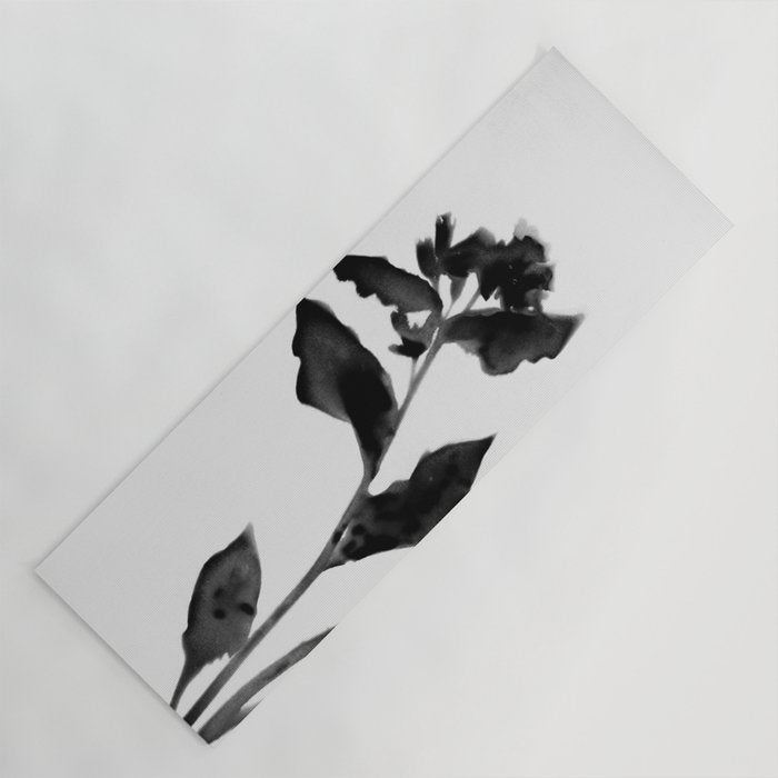Black and White Moody Floral 2 Yoga Mat Gallery Image 1